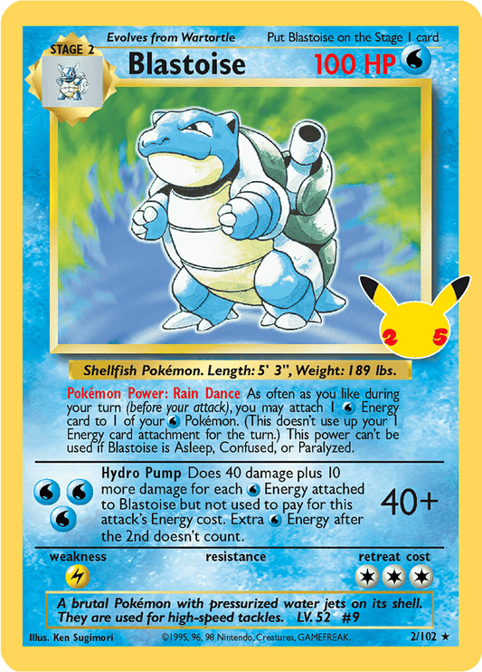 Blastoise Celebrations Classic Collection 2/102 Holo Rare